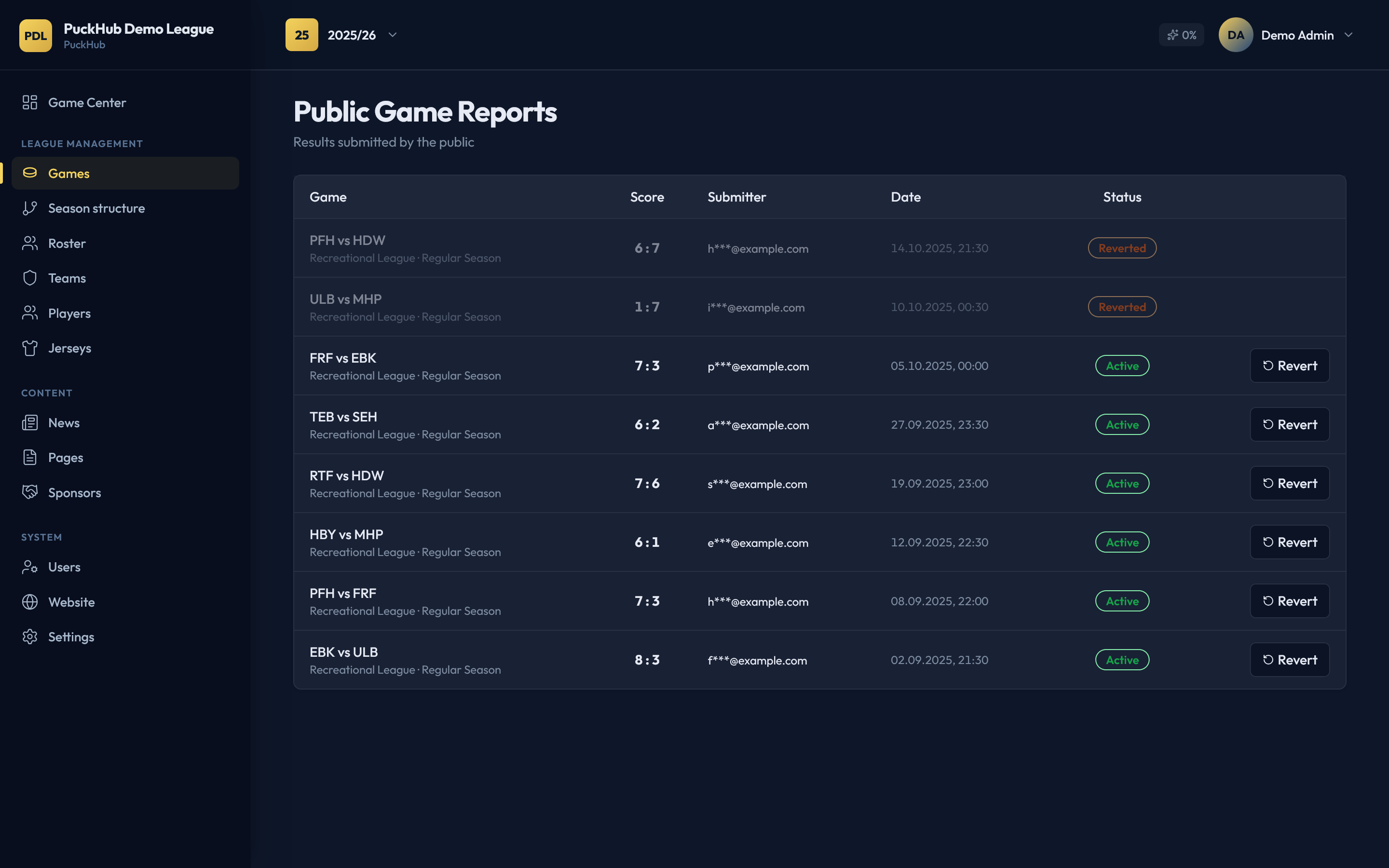 Public Game Reporting